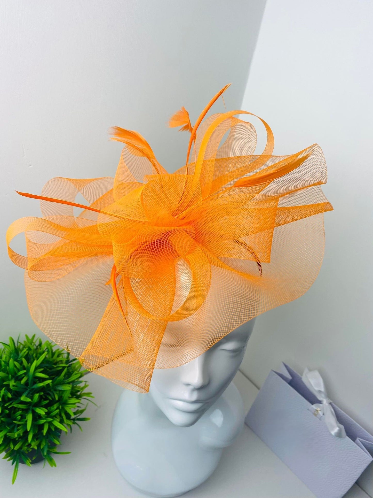 Clarissa Bright Orange Fascinator