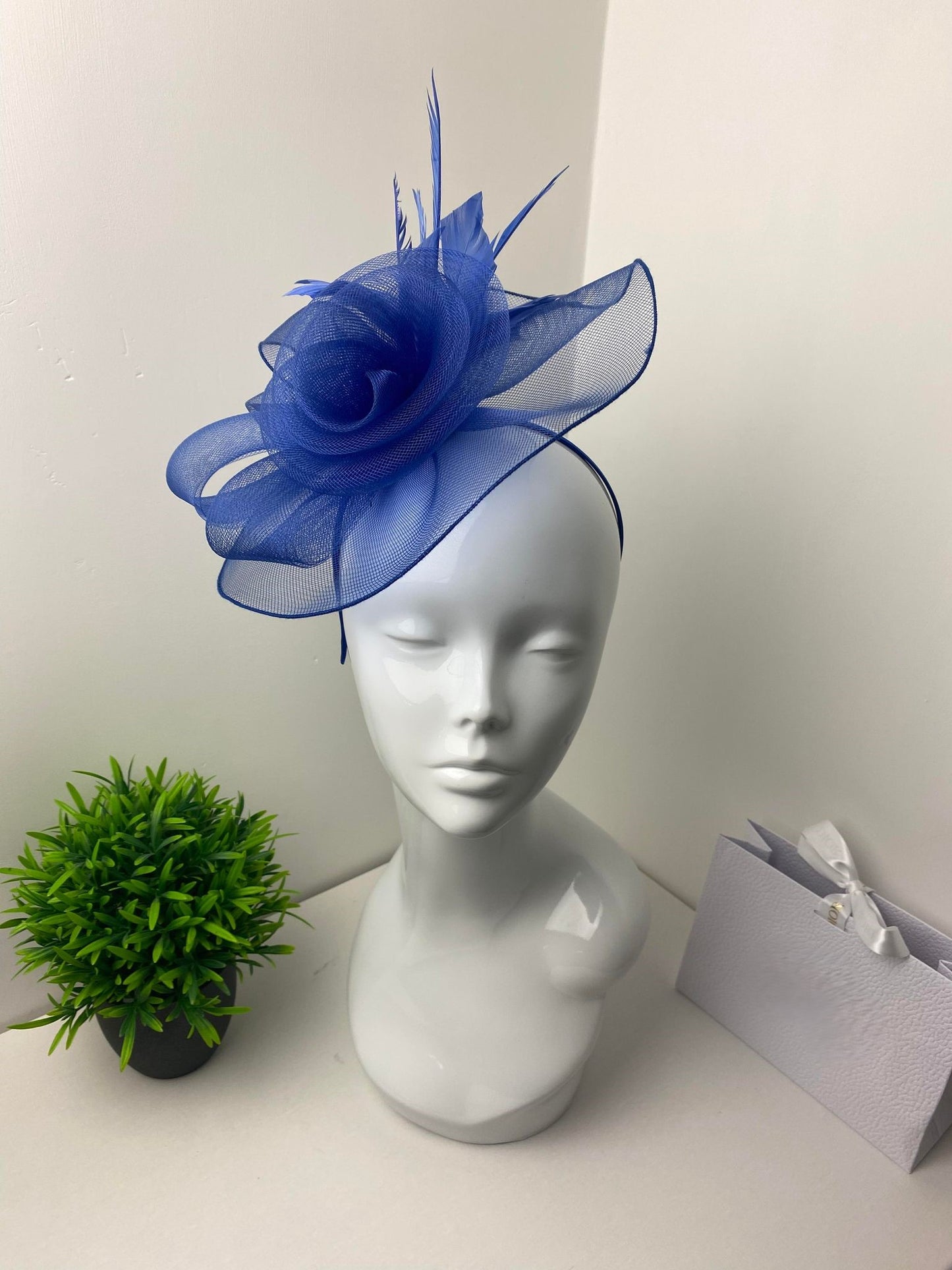 Floral Rose Disc Blue Fascinator