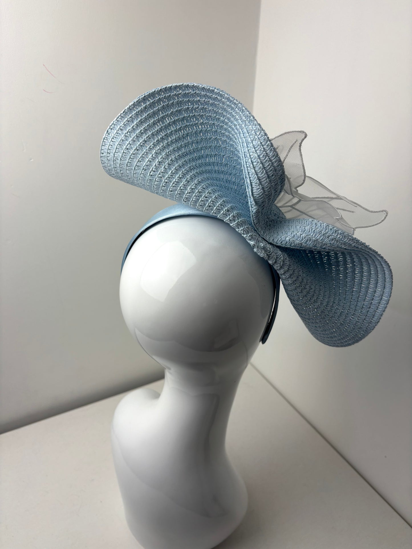 Bespoke Woven Pale Blue Embellished Fascinator