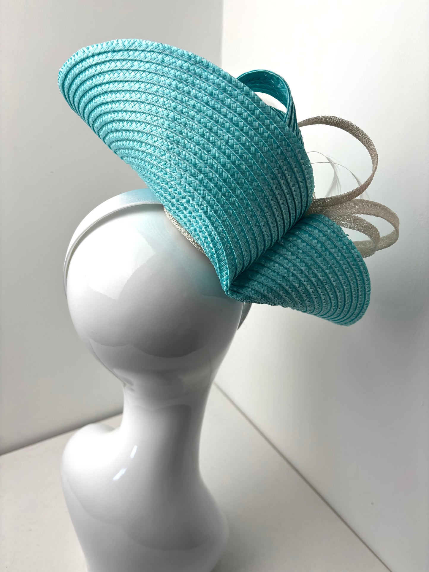 Bespoke Light Turquoise & White Fascinator Race Day Headpieces
