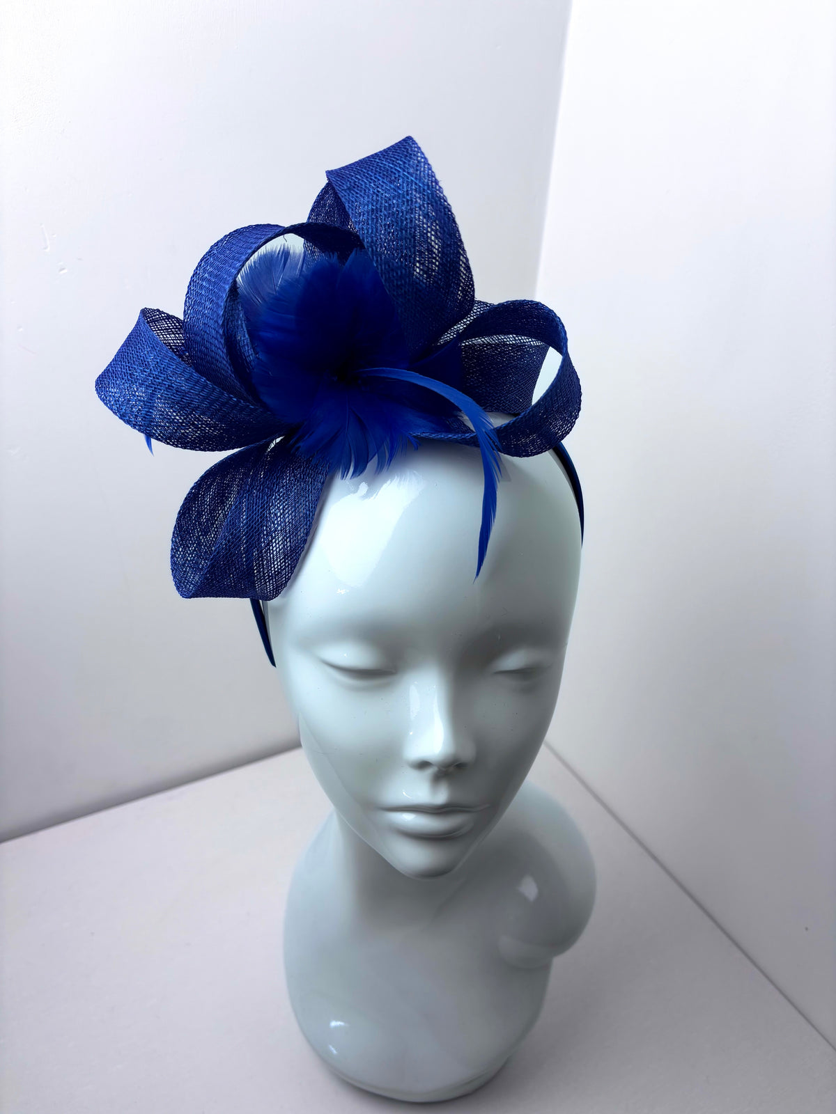 Bespoke Deep Royal Blue Feather Fascinator