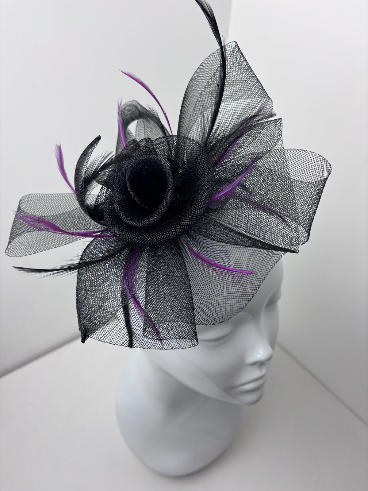 Black and Plum Feather Fascinator