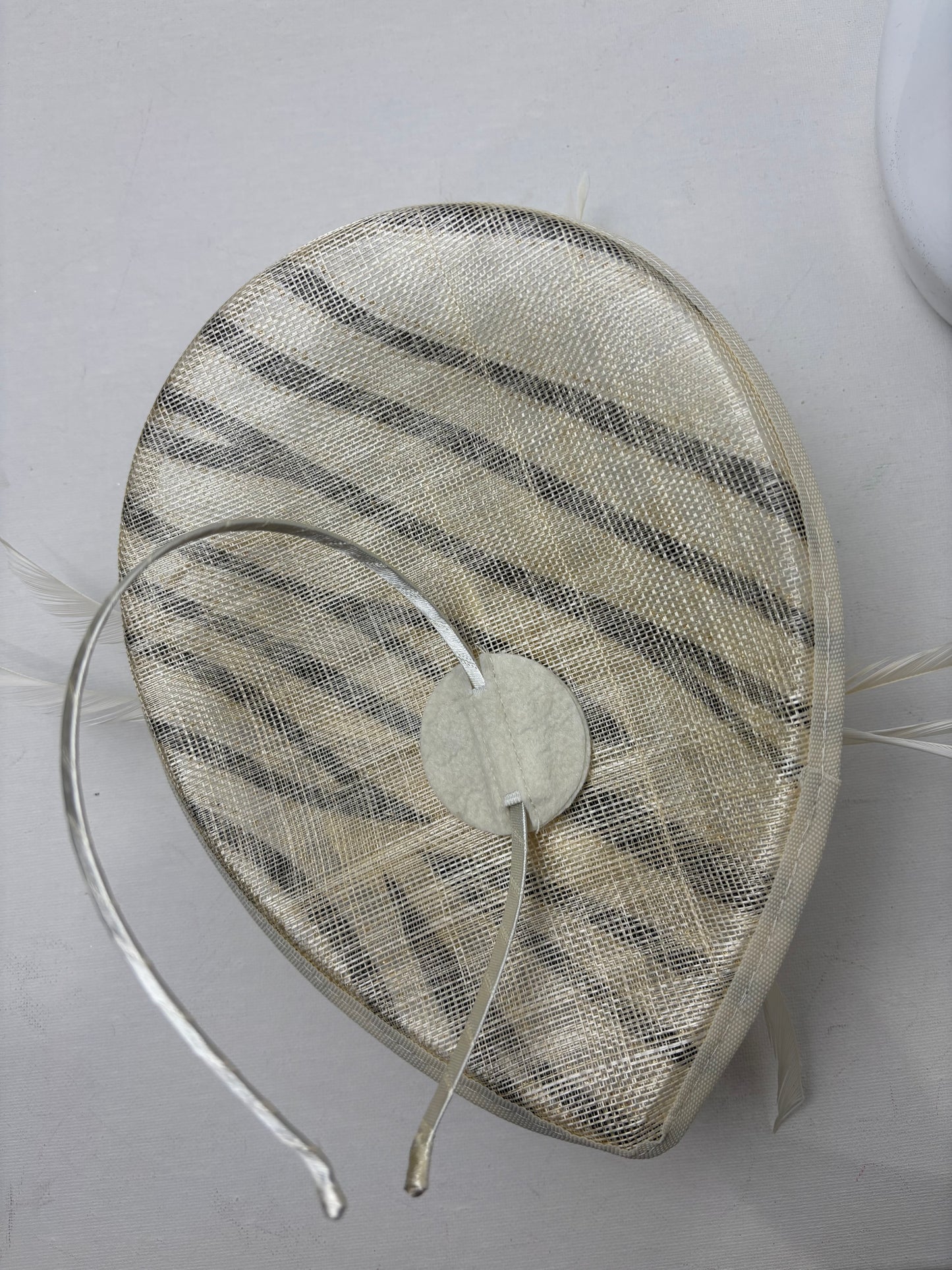 Bespoke Metallic Cream and Black Zebra Print Fascinator