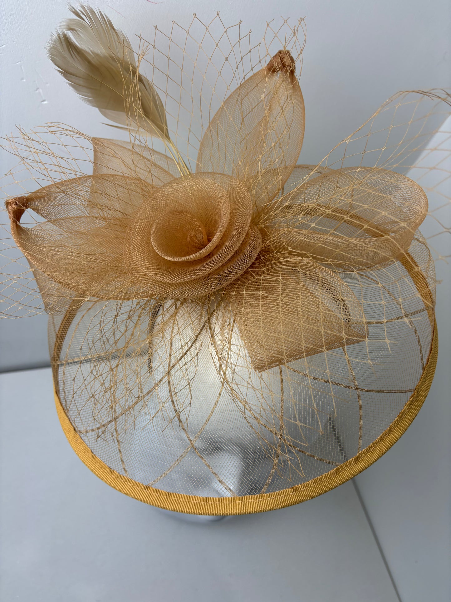 Julienne Gold Geo Veil Floral Fascinator