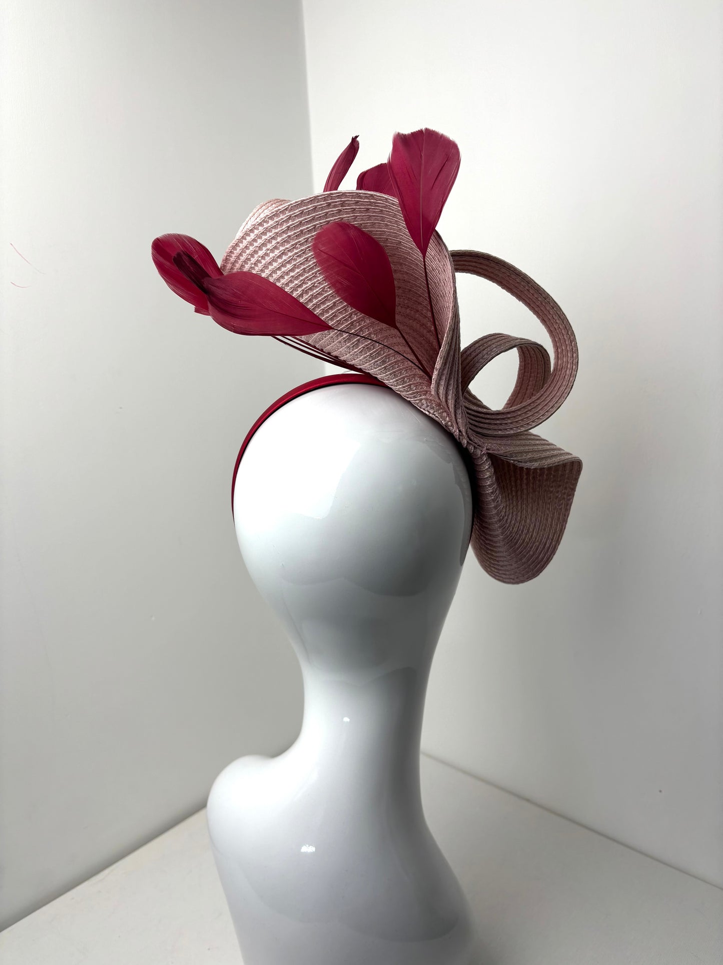 Bespoke Pink & Burgundy Woven Fascinator