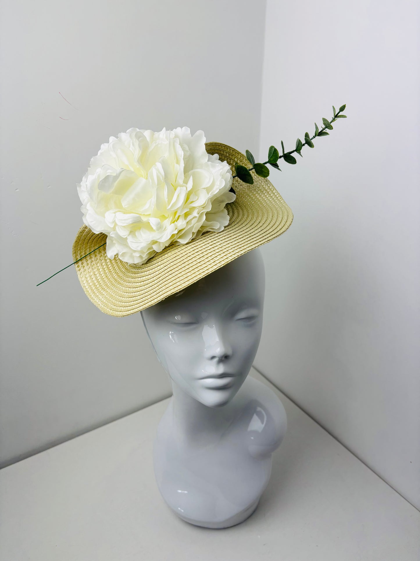Bespoke Golden Straw Floral Fascinator