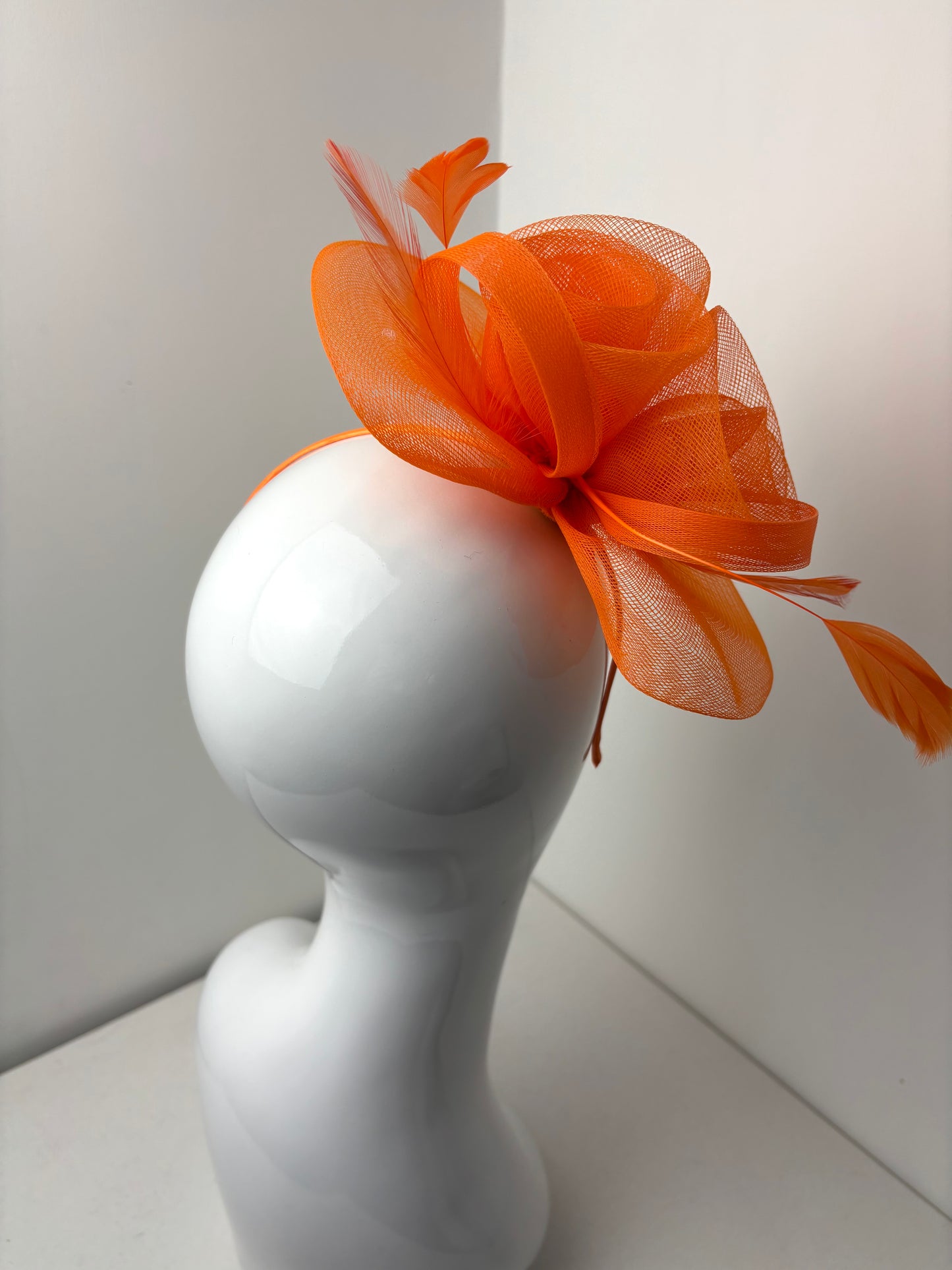 Bright Orange Floral Disc Fascinator