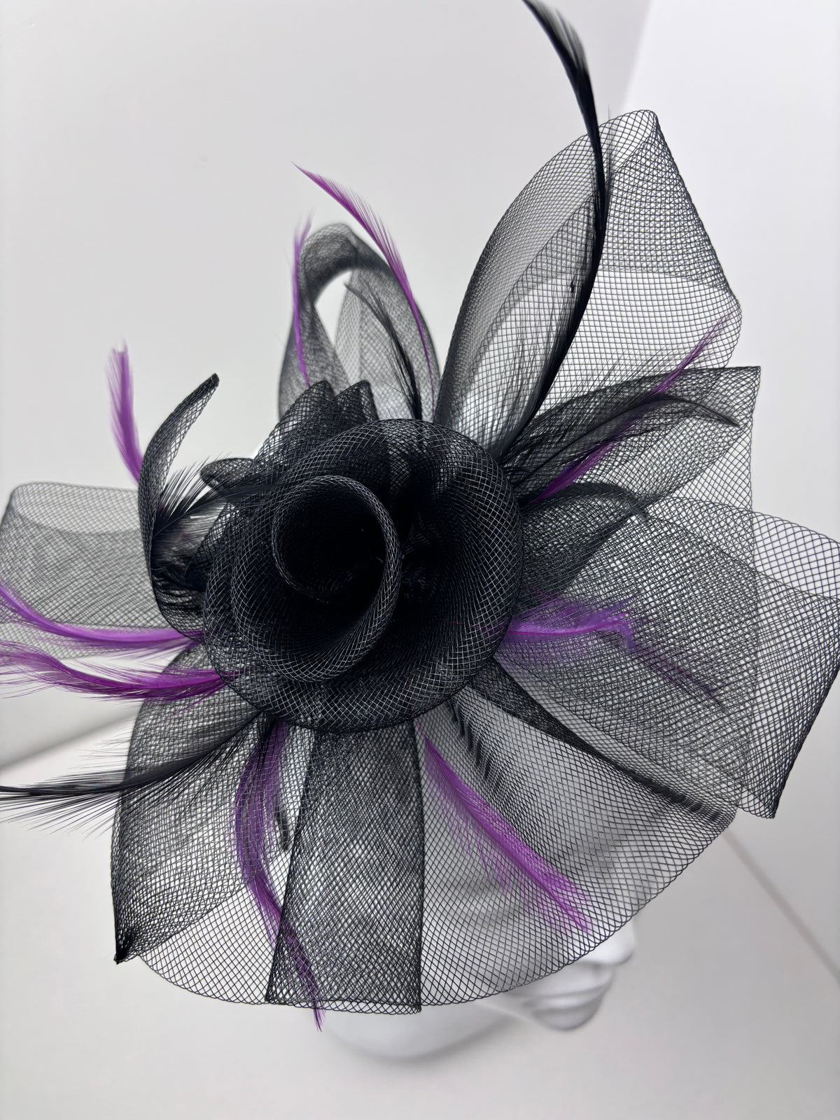 Black and Plum Feather Fascinator
