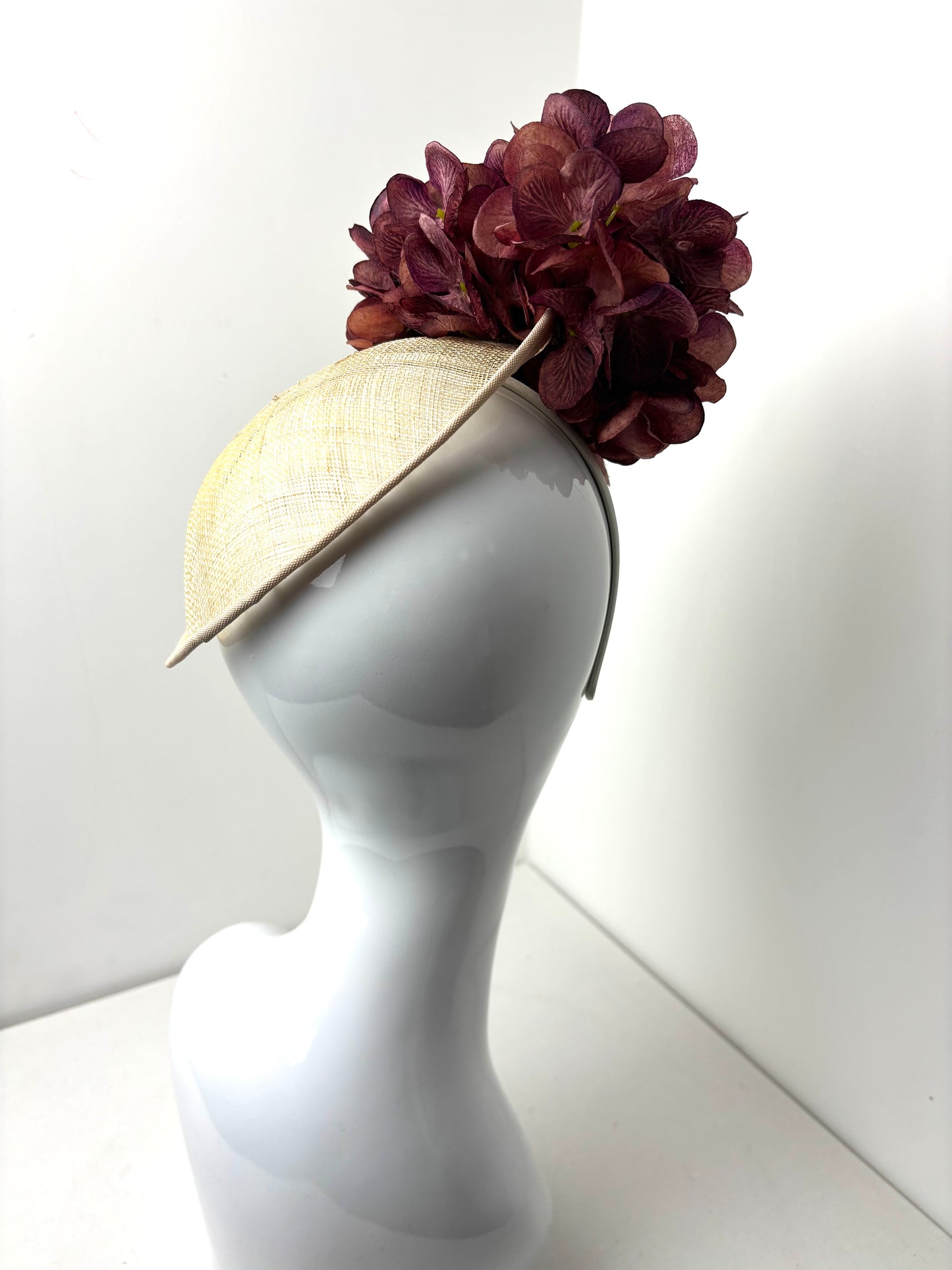 Bespoke Burgundy Hydrangea Statement Headpiece Fascinator