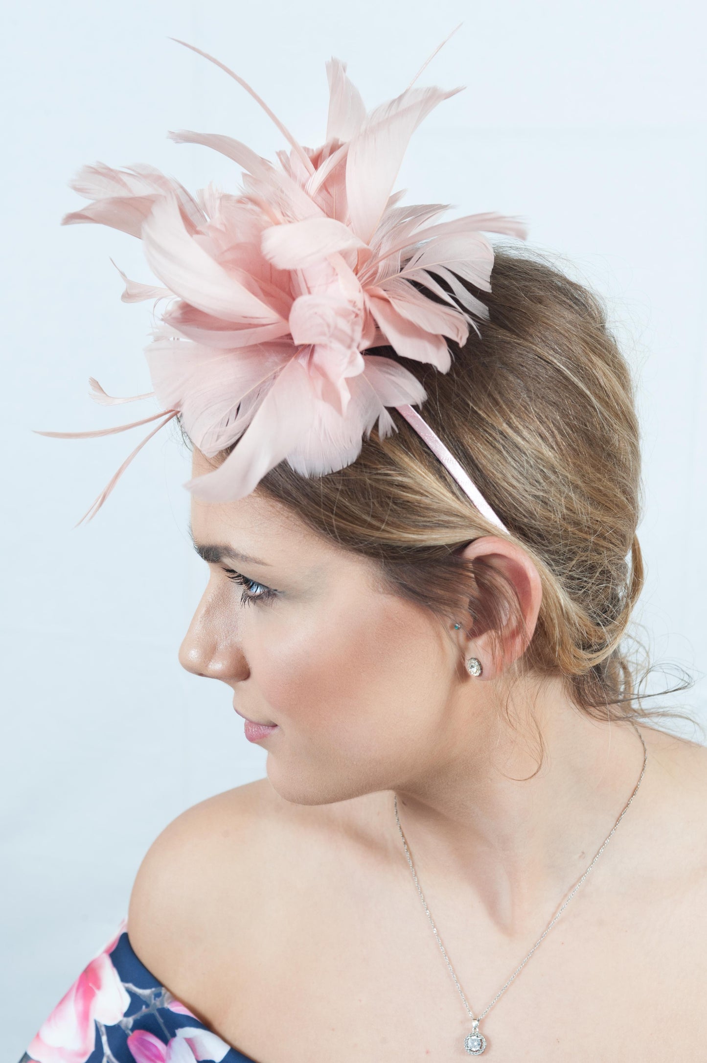 Blush Pink Feather Plume Fascinator