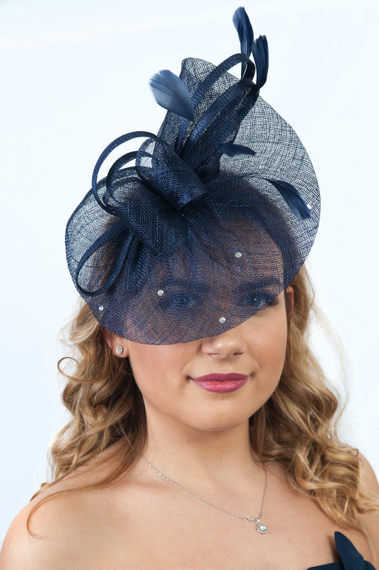 Luna Navy Blue Diamante Disc Fascinator