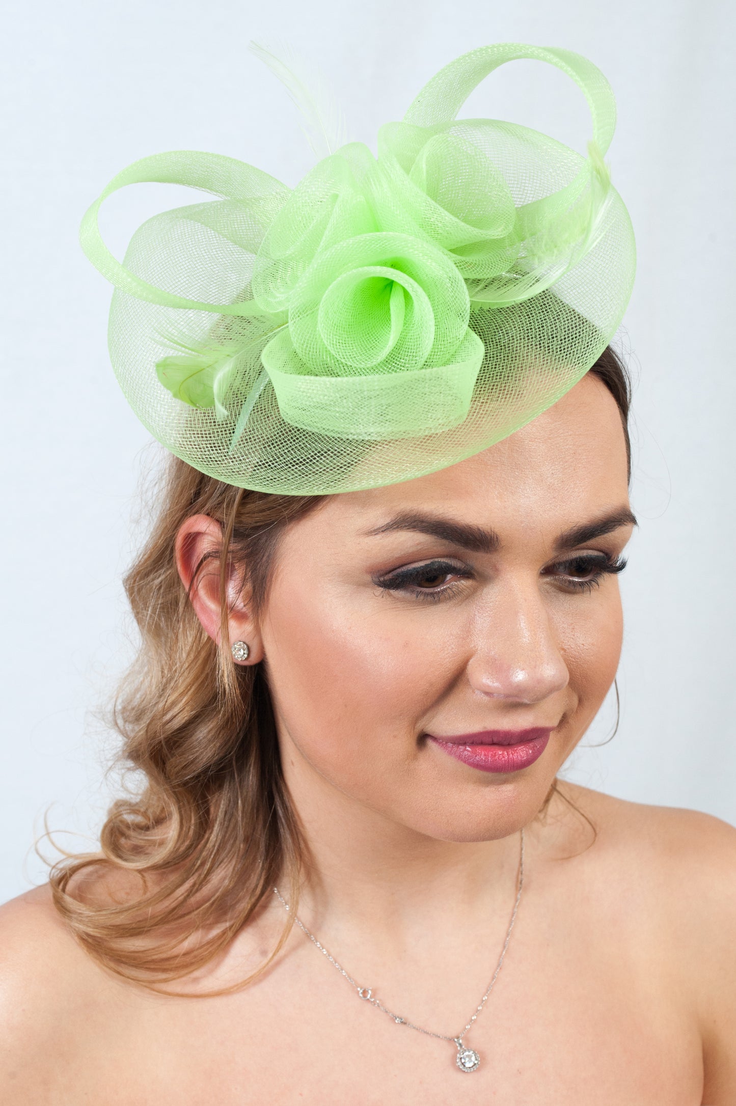 Rose Disc Lime Green Fascinator