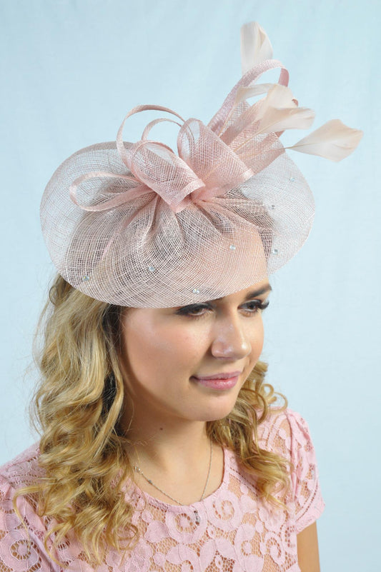 Luna Dusky Pink Diamante Fascinator