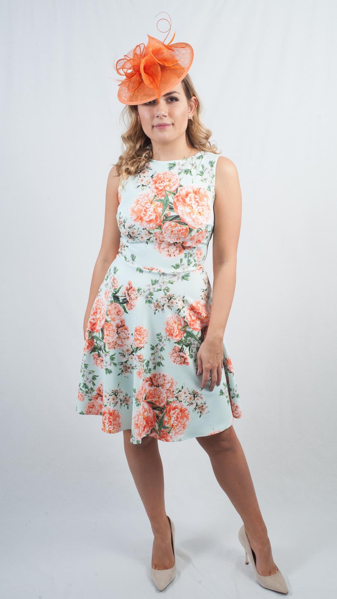 Lily Bright Orange Round Fascinator