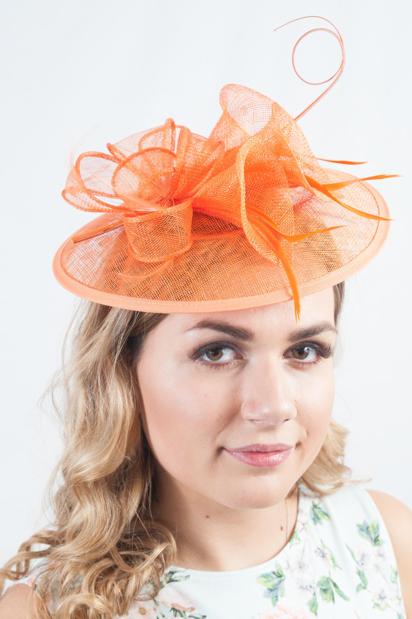 Lily Bright Orange Round Fascinator