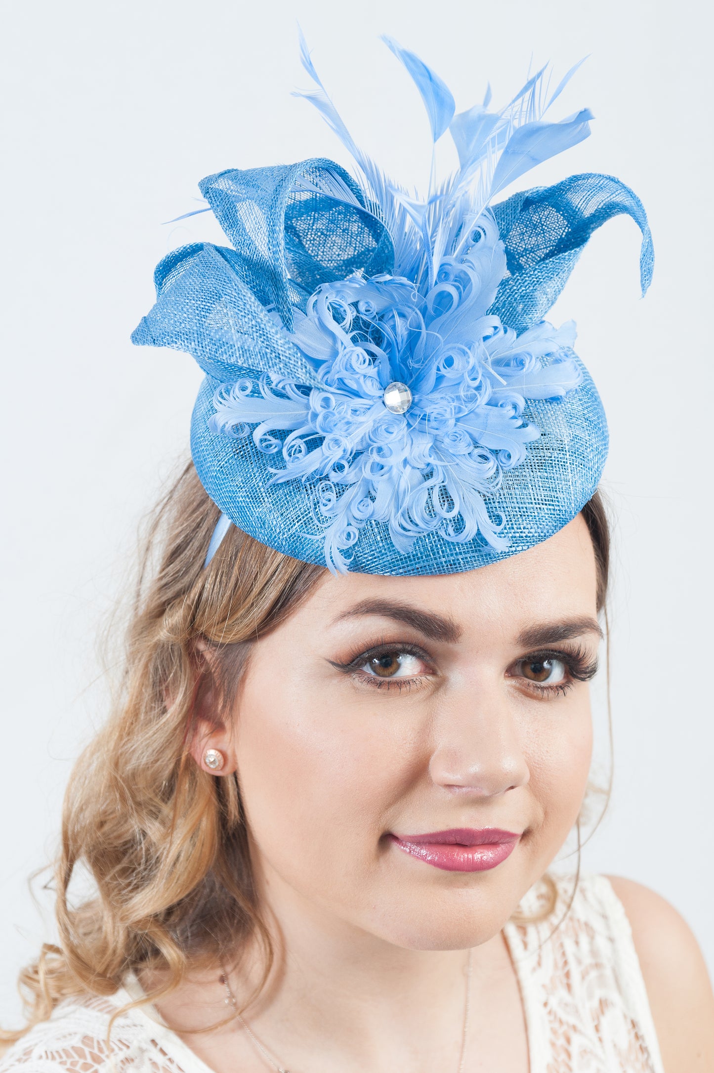 Showstopper Cornflower Blue Pillar Box Fascinator