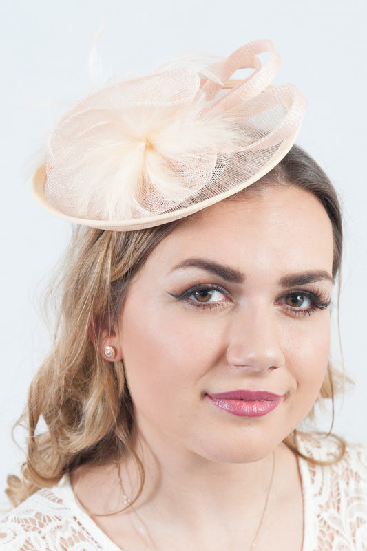 Small Nude Feather Disc Fascinator
