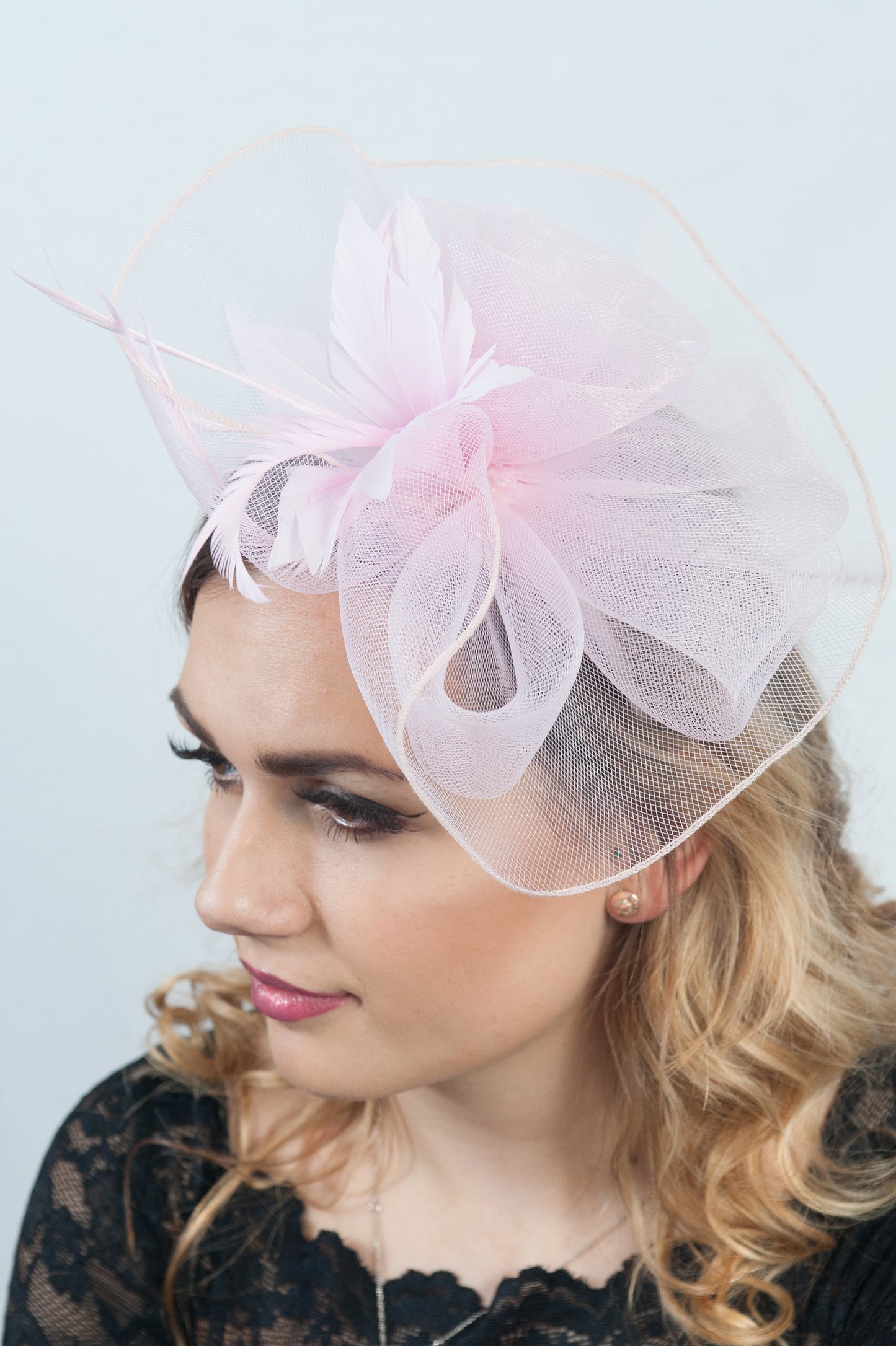 Floral Rose Disc Baby Pink Fascinator