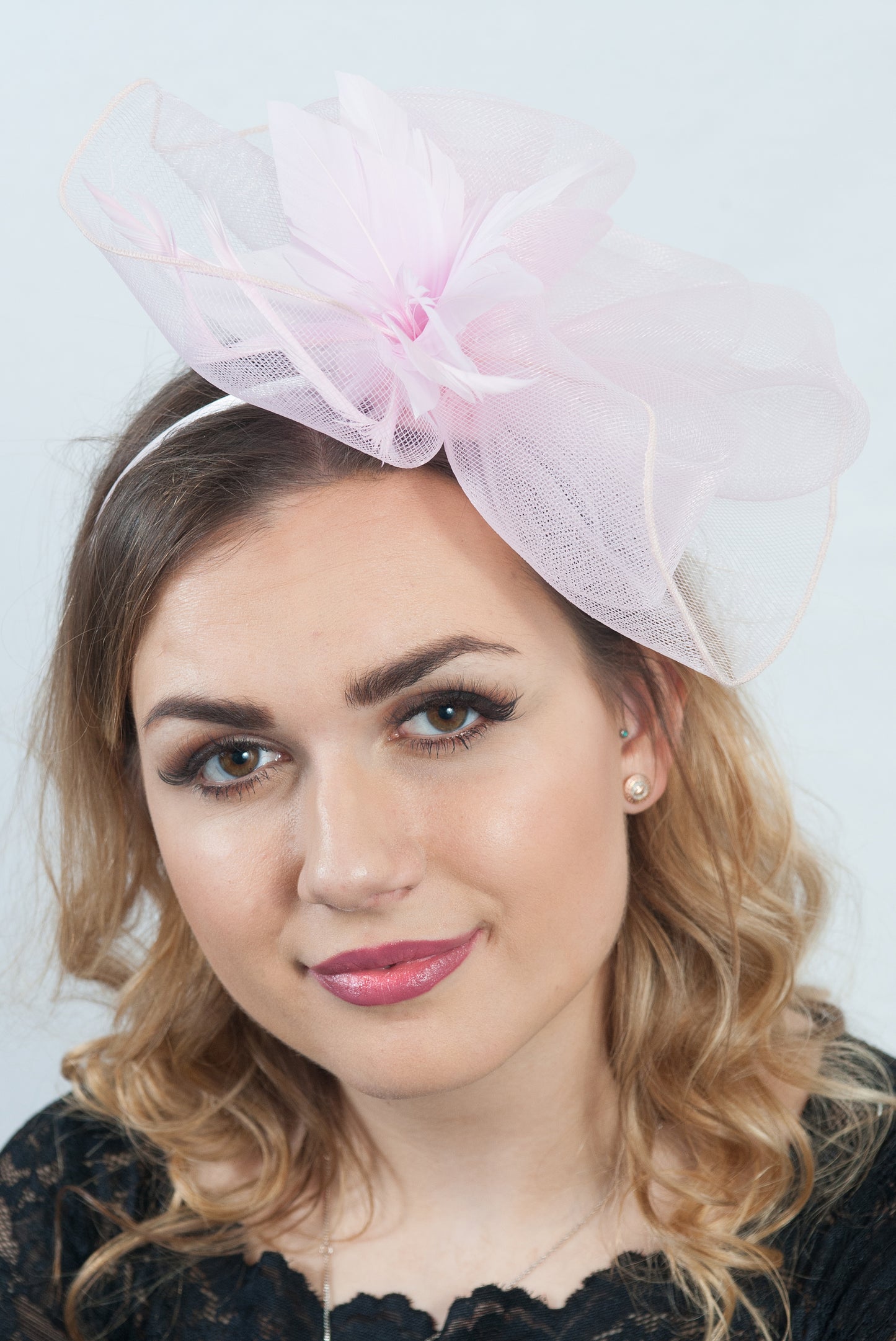 Floral Rose Disc Baby Pink Fascinator