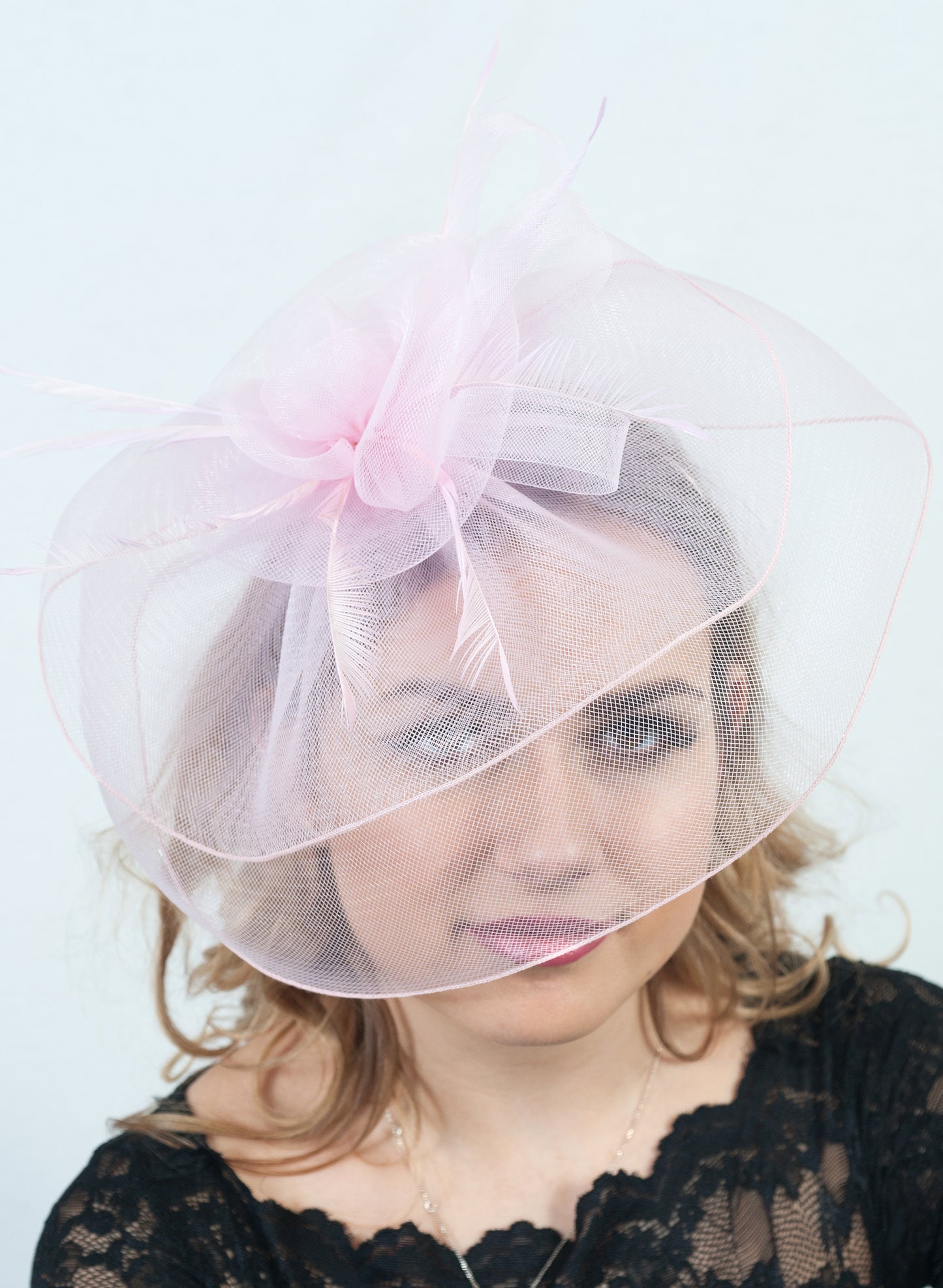 Oversize Pink Veil Fascinator