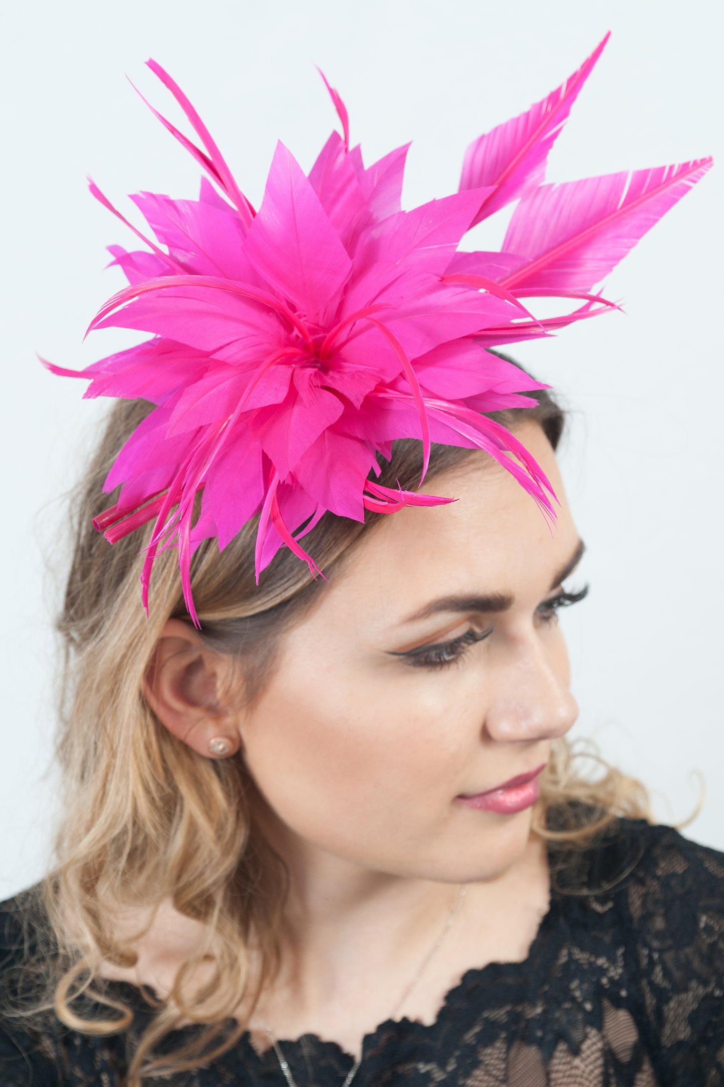 Hot Pink Feather Plume Fascinator