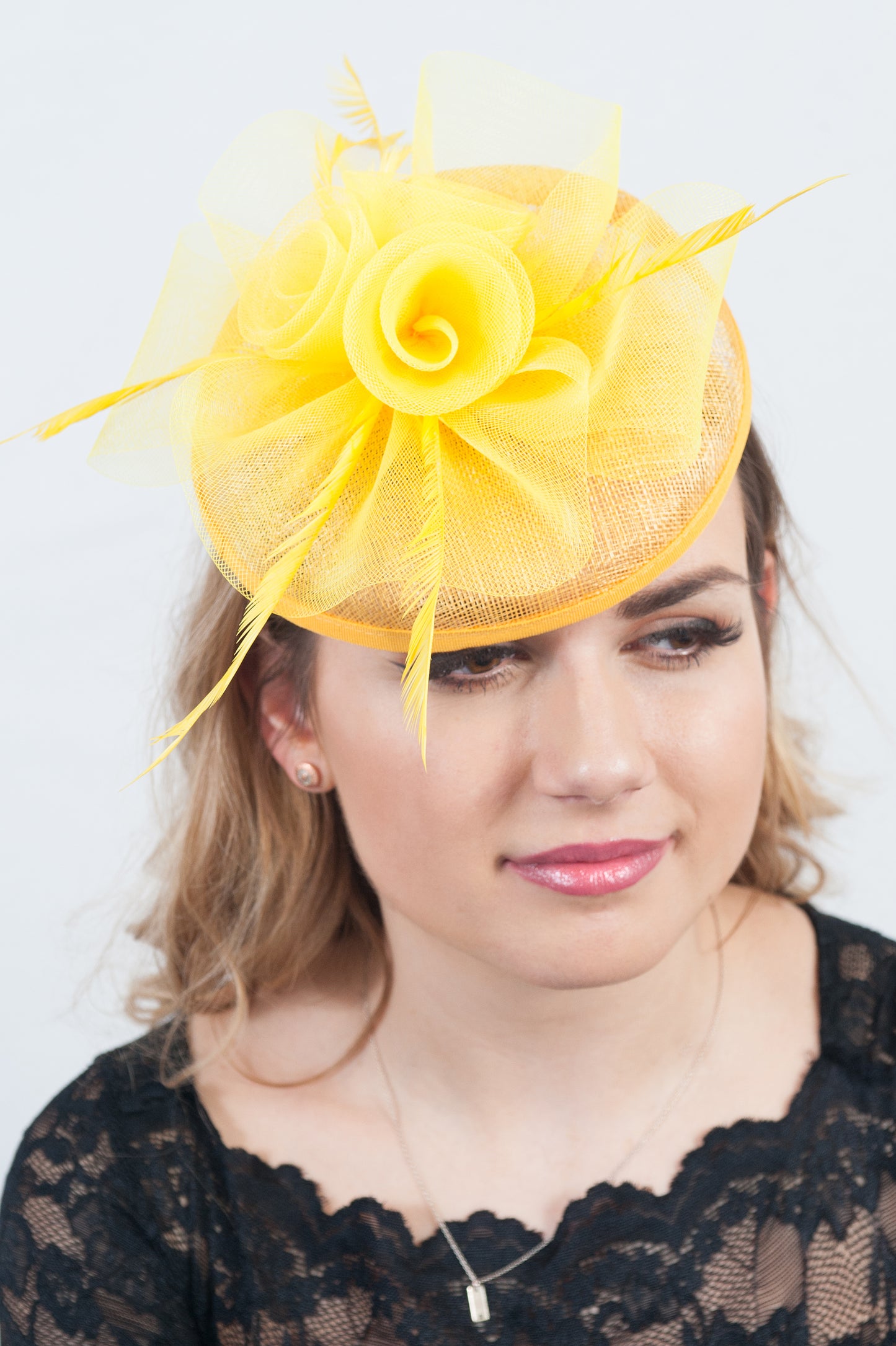 Bright Yellow Pillar Box Style Fascinator