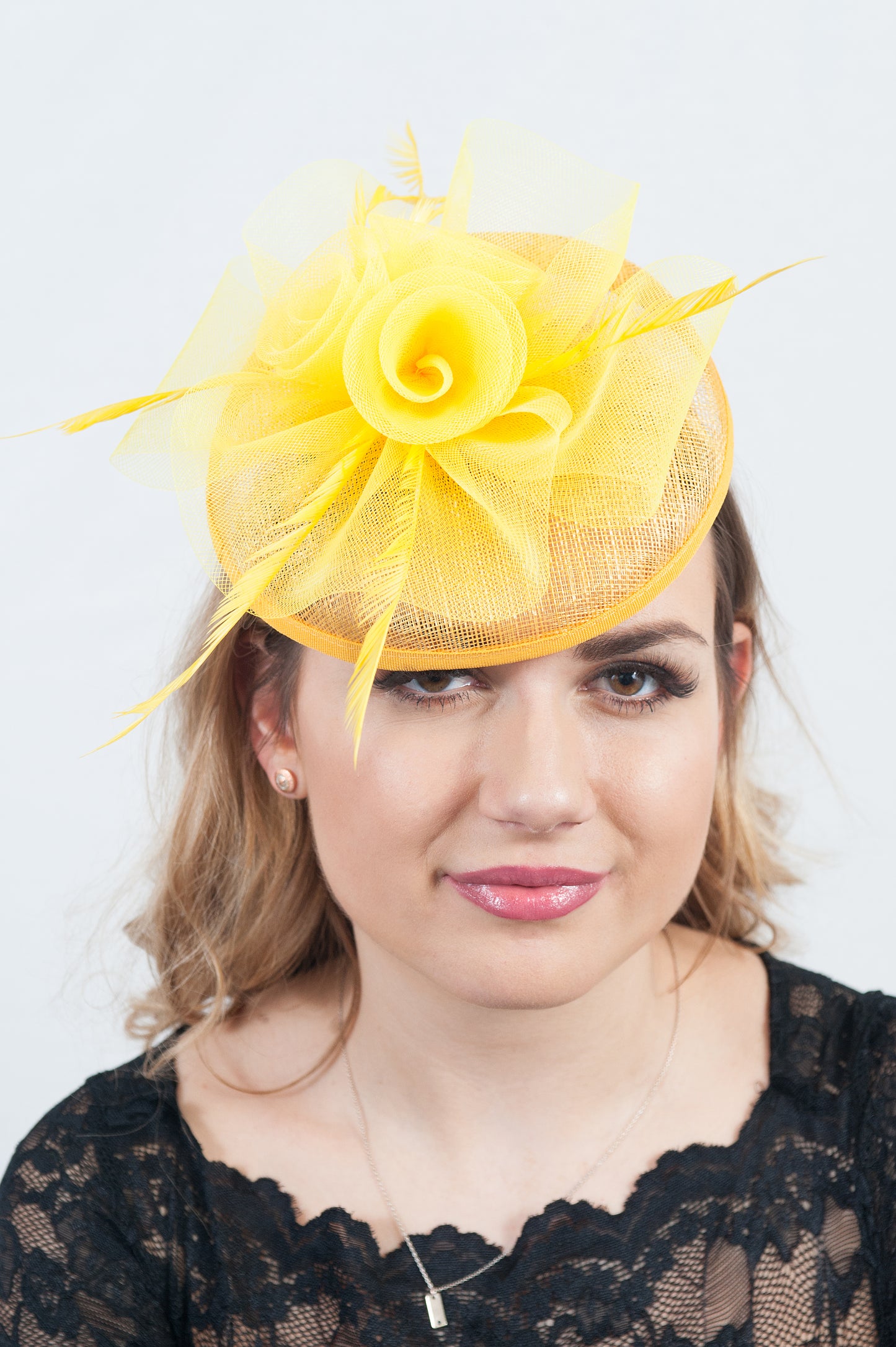 Bright Yellow Pillar Box Style Fascinator