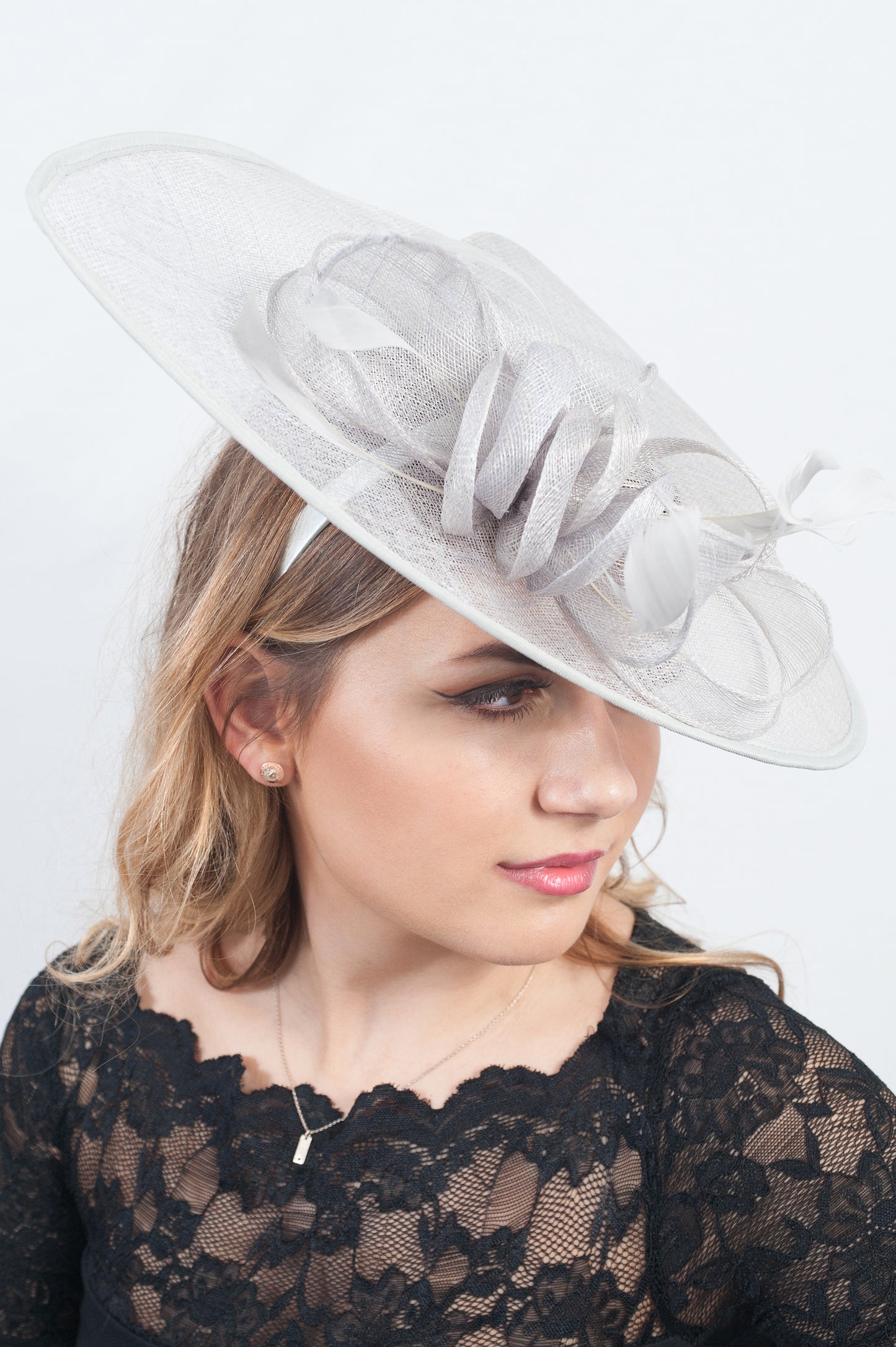 Large Oversize Grey Teardrop Fascinator