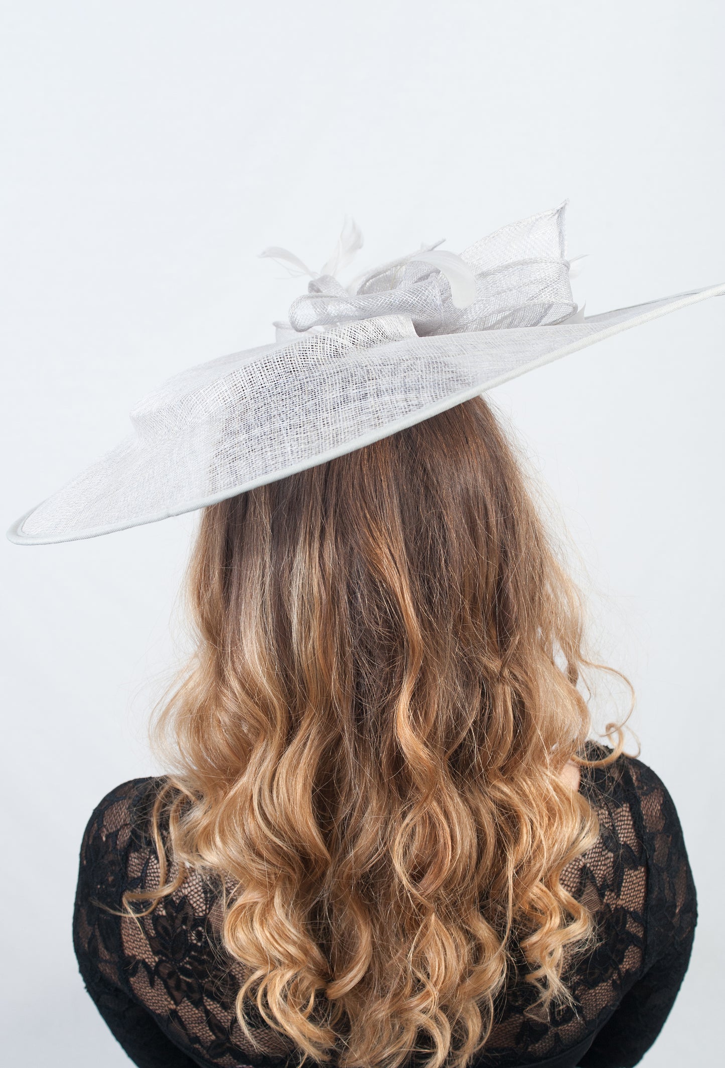 Large Oversize Grey Teardrop Fascinator