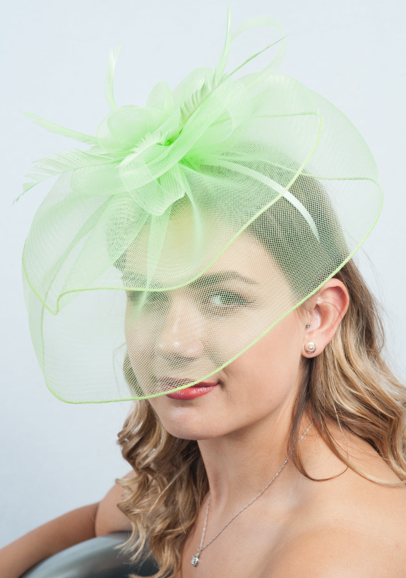 Oversize Lime Green Veil Fascinator
