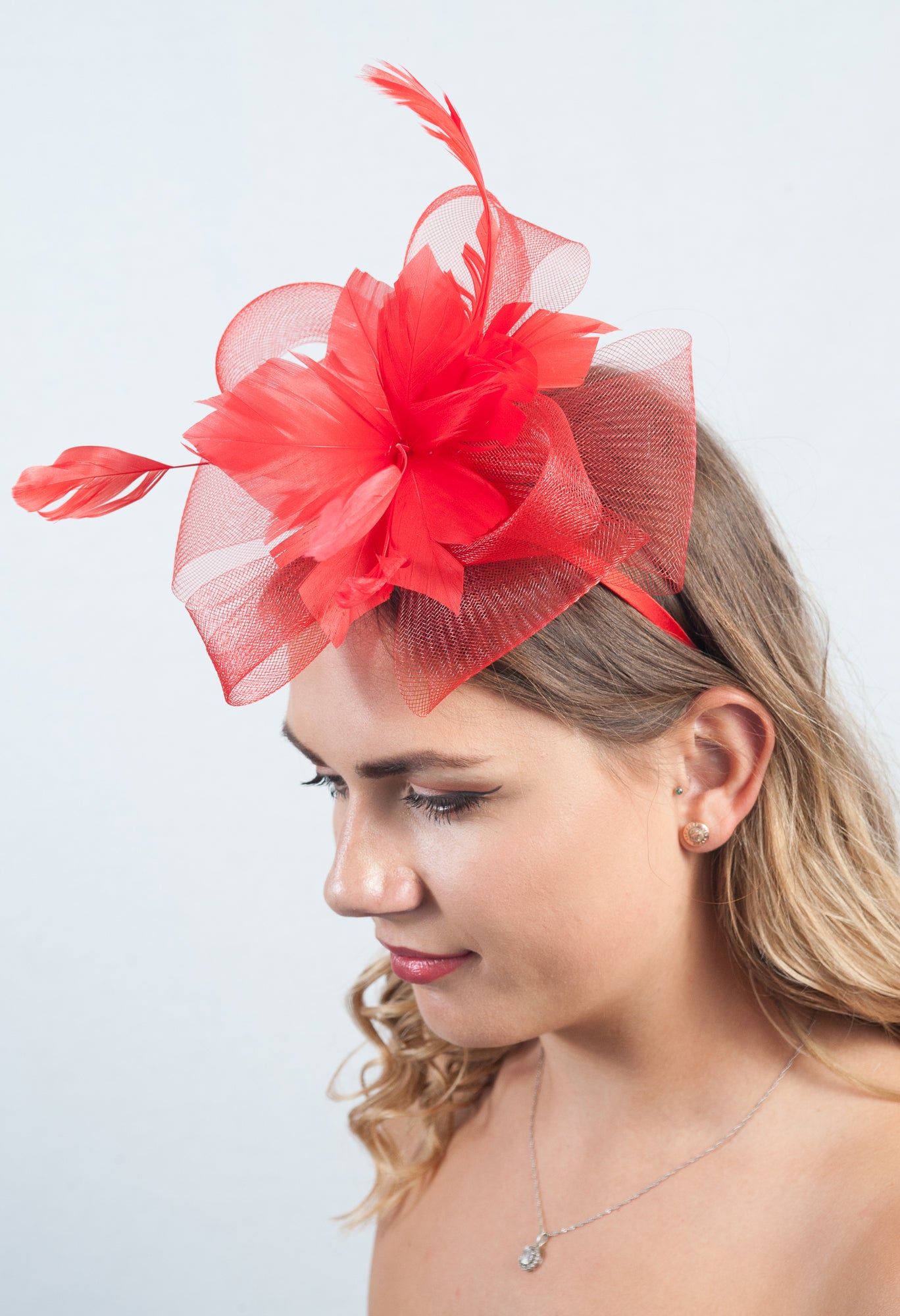 Bright Red Feather Fascinator