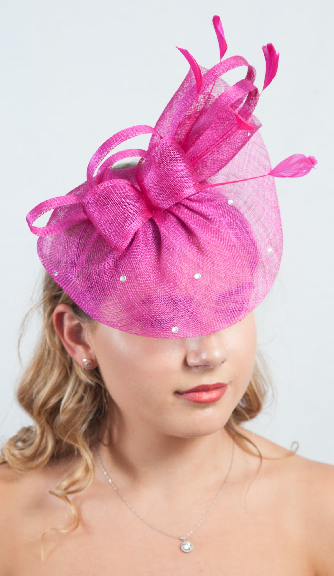 Luna Hot Pink Diamante Fascinator