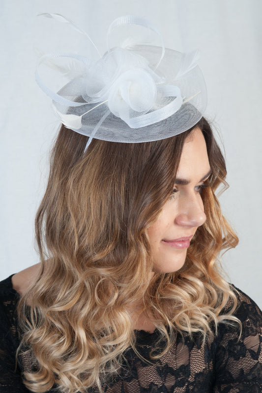 Bright White Small Disc Fascinator