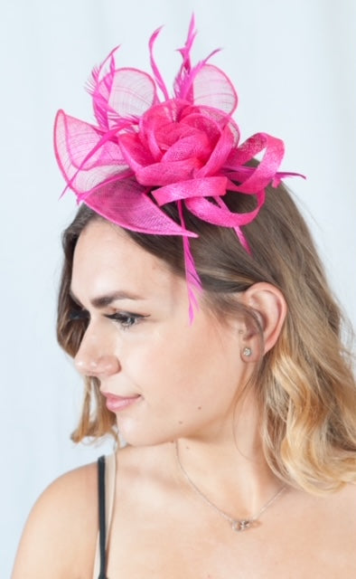 Opulence Bright Pink Sinamay Fascinator