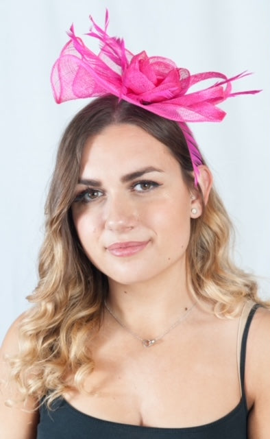 Opulence Bright Pink Sinamay Fascinator