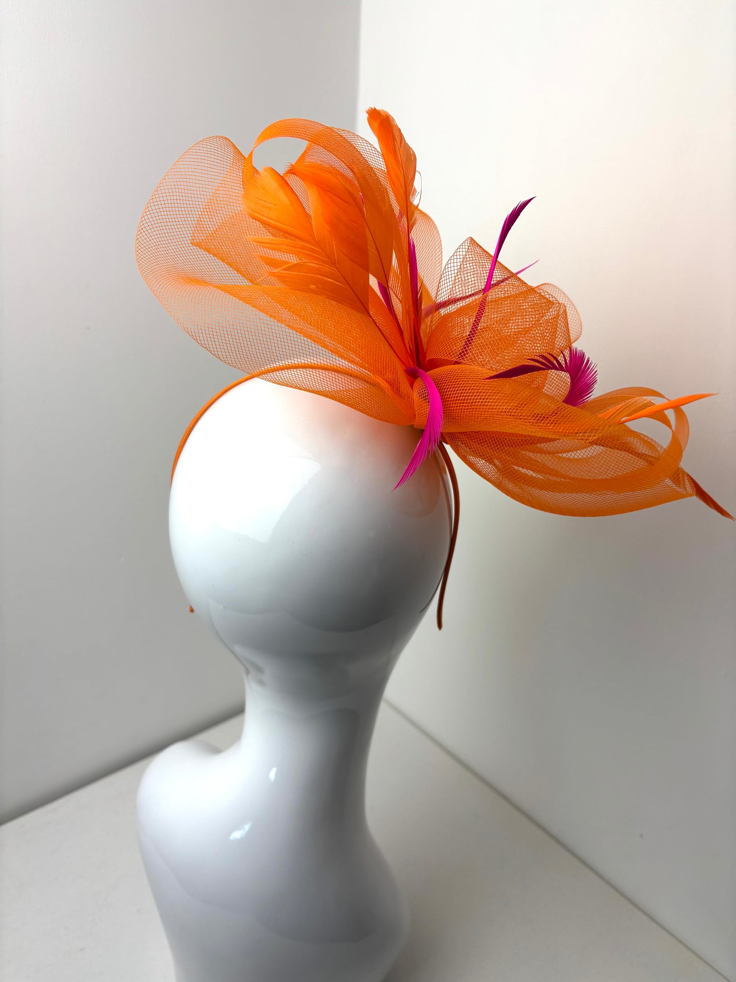 Bespoke Bright Orange and Pink Fascinator