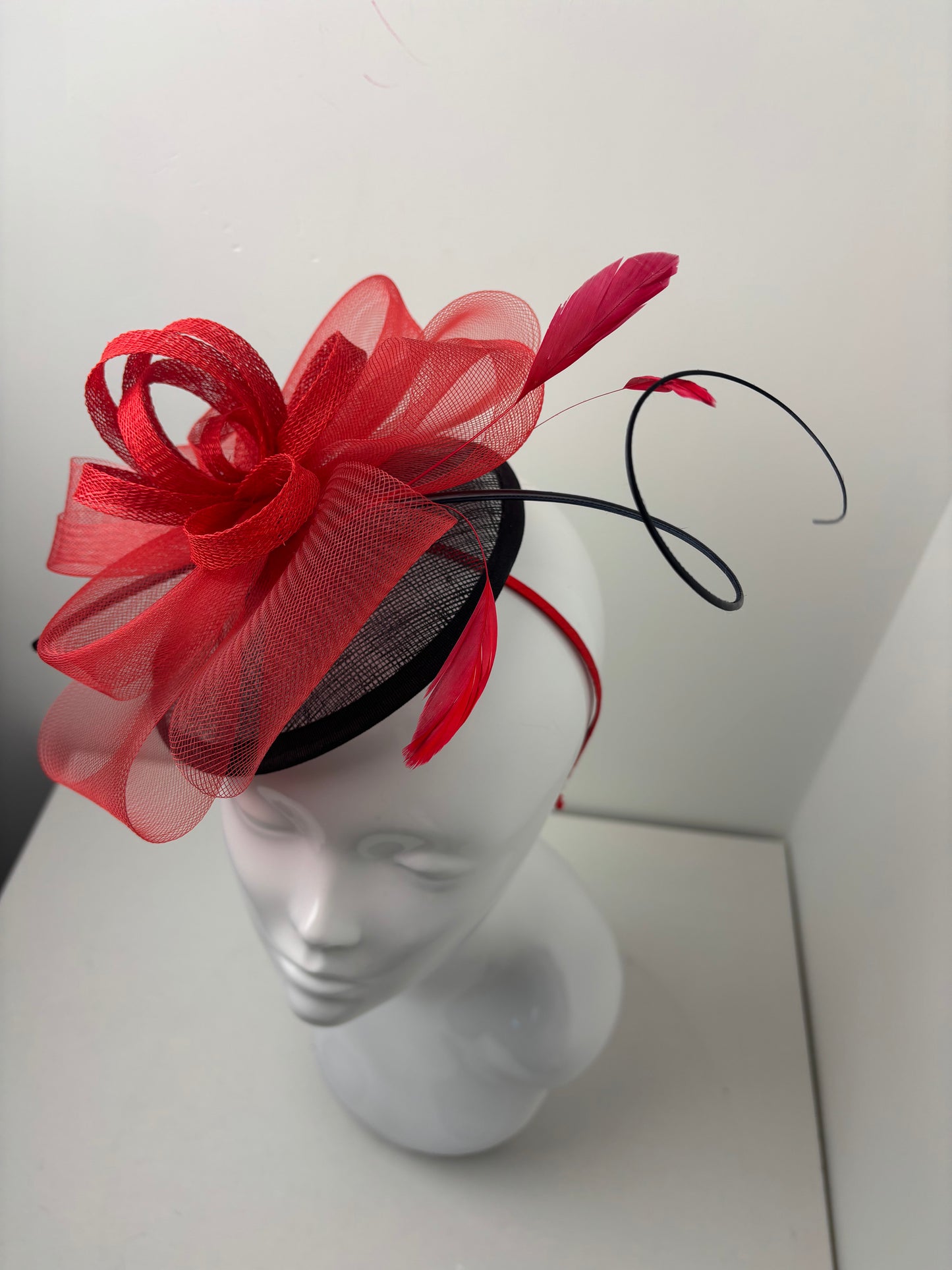 Bespoke Red and Black Disc Fascinator