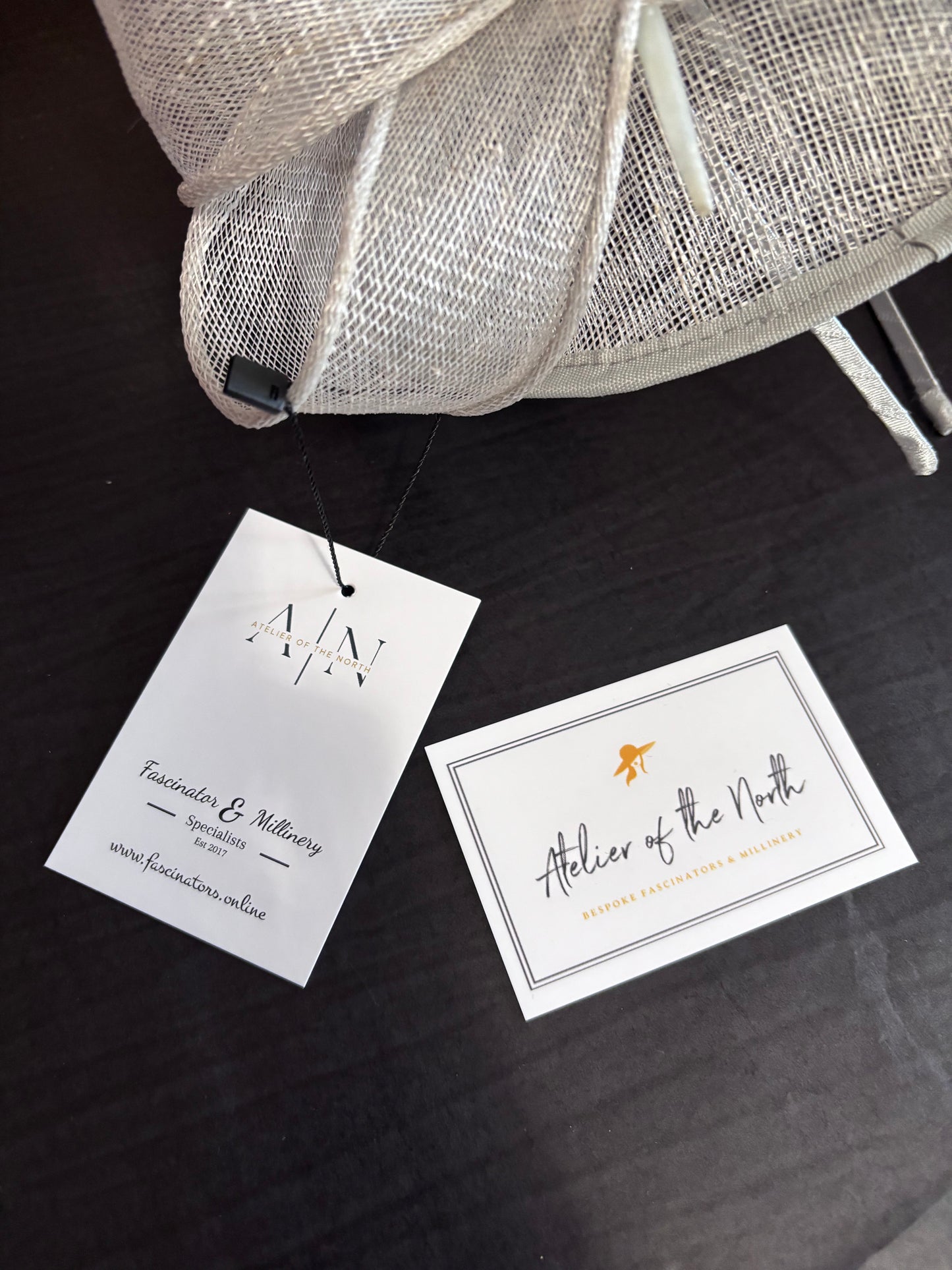 Pale Grey Sinamay Statement Fascinator with Clip & Headband | Elegant Wedding & Race Day Hat