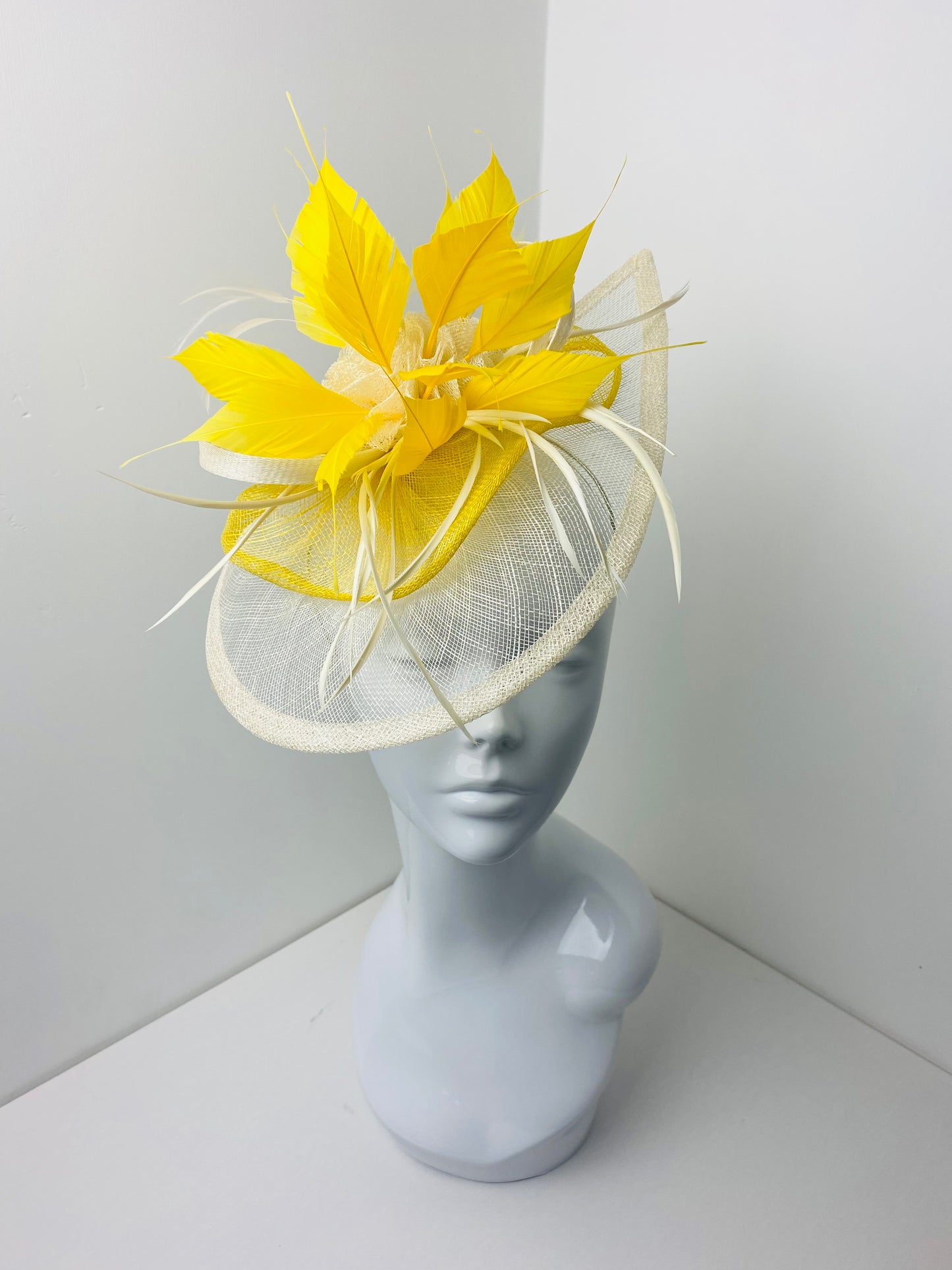 Bespoke Yellow & Cream Teardrop Fascinator
