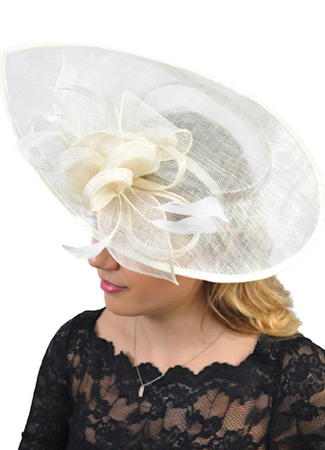 Cream Floral Teardrop Large Fascinator