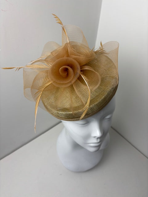 Gold Pillar Box Style Fascinator