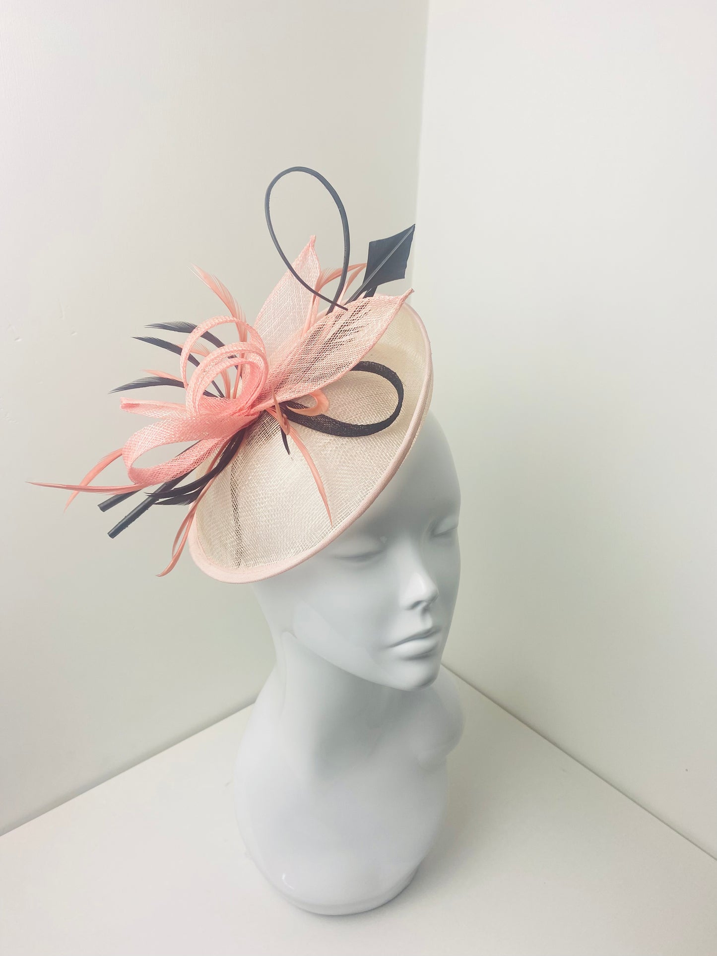 Bespoke Pink & Black Disc Fascinator
