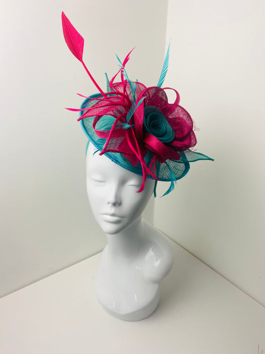 Bespoke Raspberry & Turquoise Oval Disc Hatinator