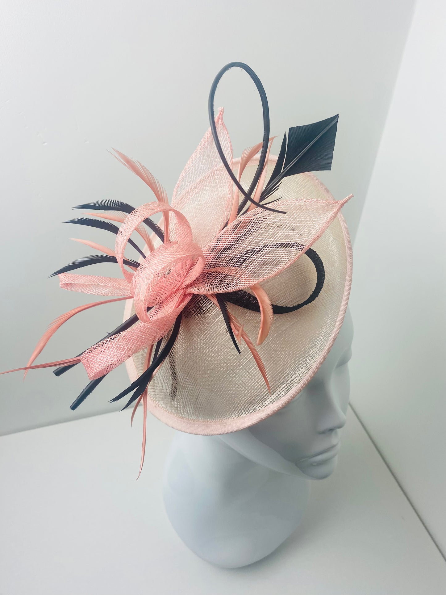 Bespoke Pink & Black Disc Fascinator