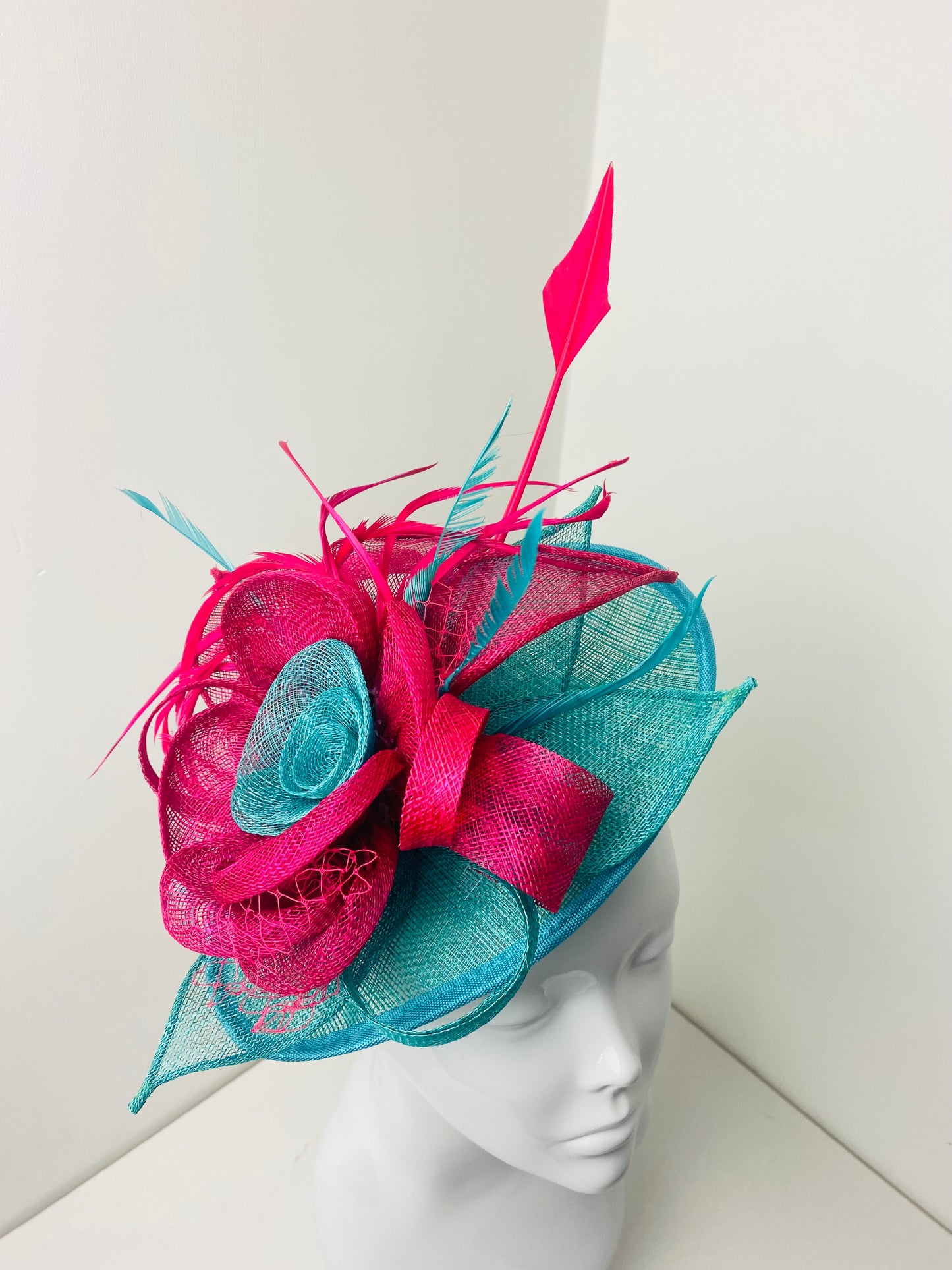 Bespoke Raspberry & Turquoise Oval Disc Hatinator