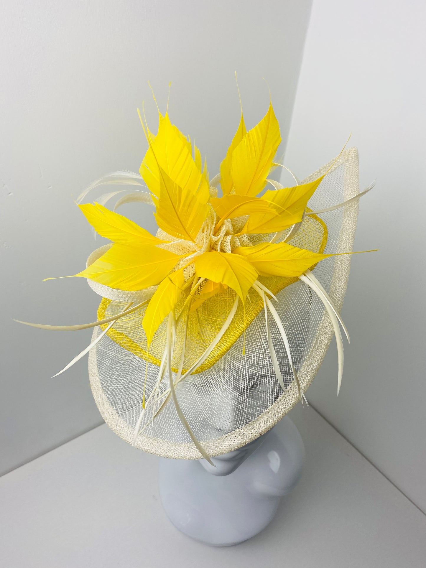 Bespoke Yellow & Cream Teardrop Fascinator