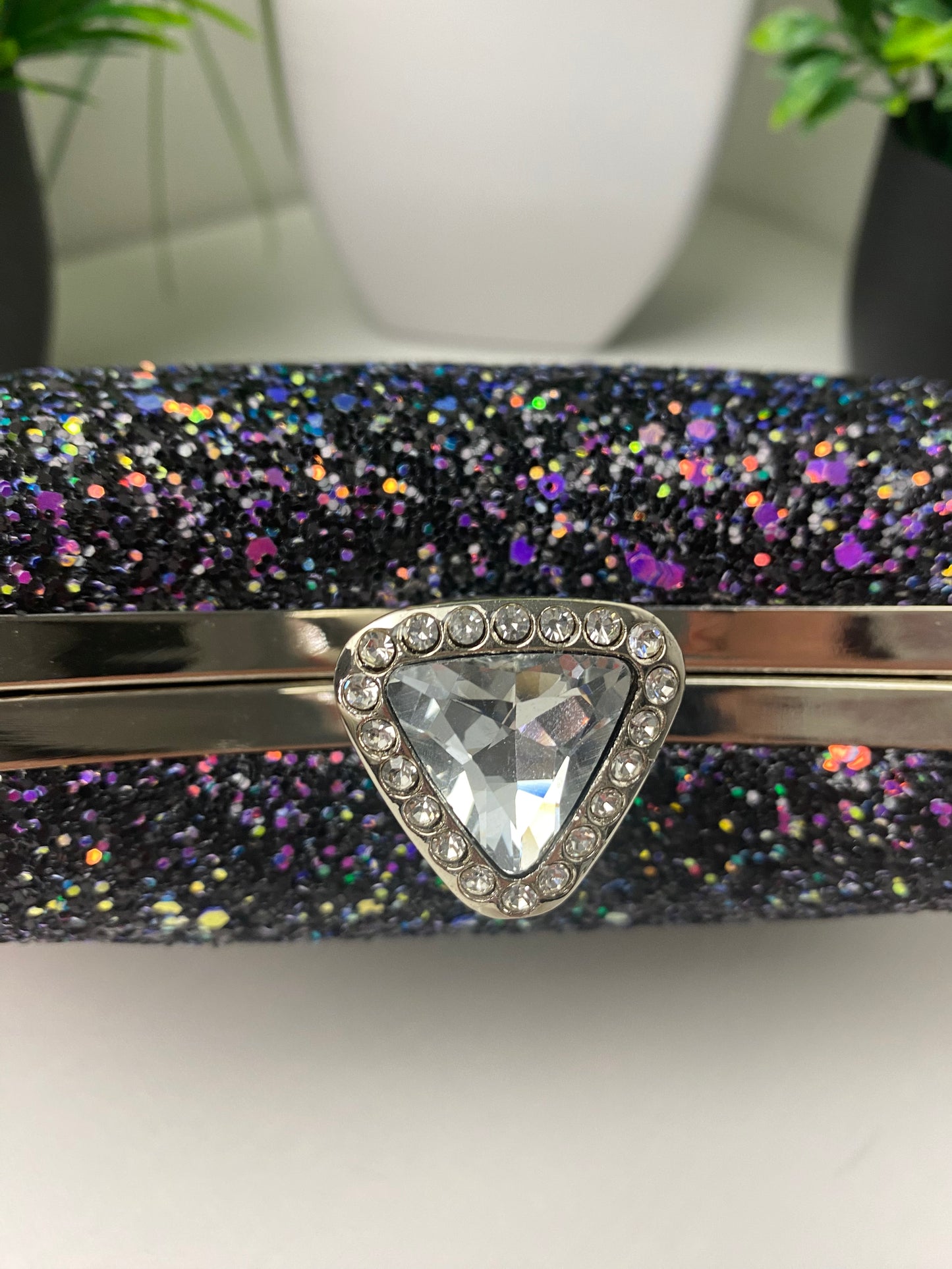 Multicoloured Black Sparkly Occasion Clutch Bag