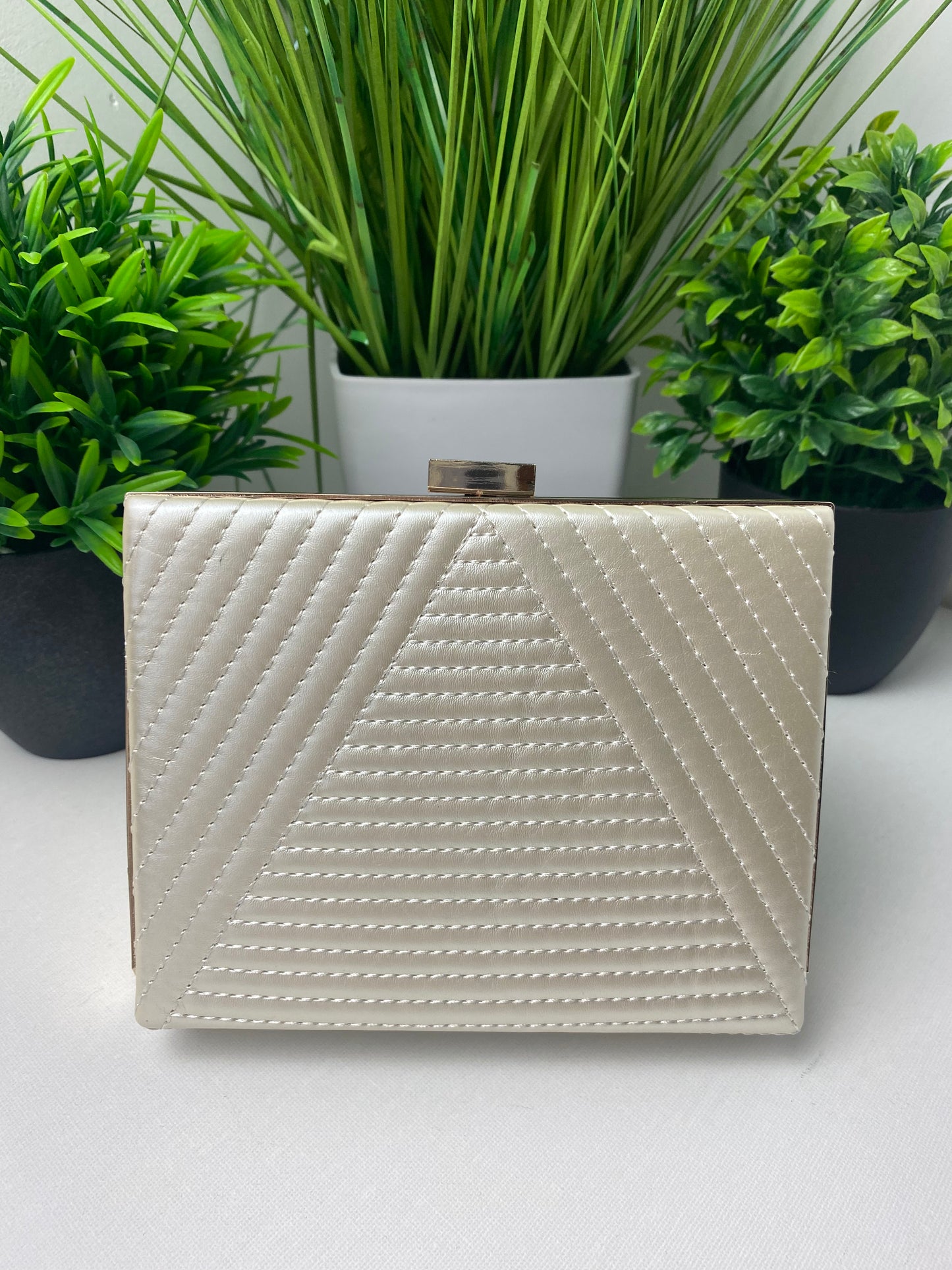 Champagne Arrowstitch Clutch Bag