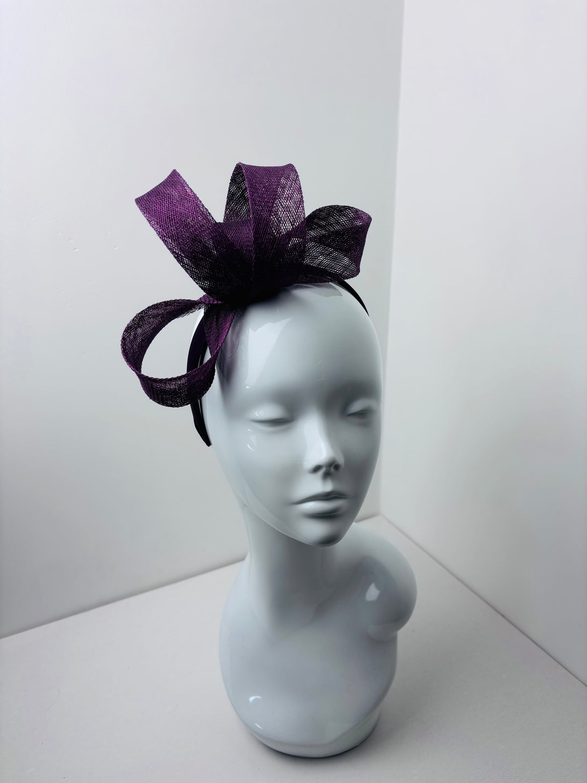 The Embleton Bespoke Plum Sinamay Fascinator