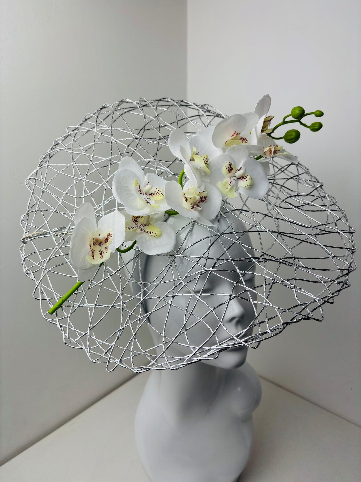 Bespoke White Orchid Halo Fascinator on Headband
